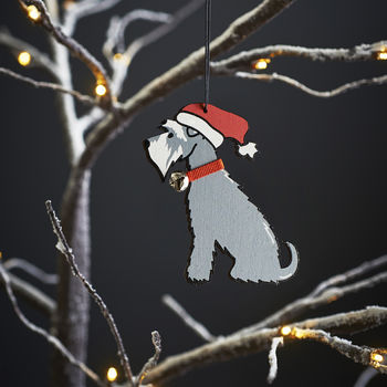 Grey Schnauzer Dog Christmas Decoration Personalisation Available, 6 of 6