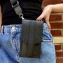 Black Leather Mini Cross Body Phone Bag, thumbnail 1 of 10