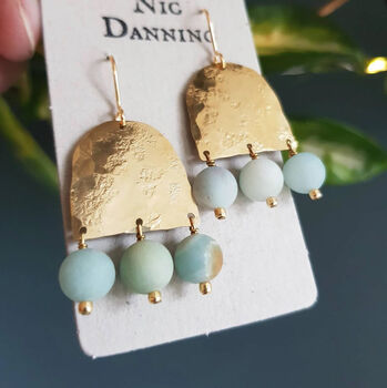 'Titans Theia' Amazonite And Ethical Brass Earrings, 3 of 3