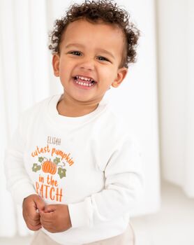 Child's Halloween 'Cutest Pumpkin' Embroidered Personalised Sweatshirt Jumper, 4 of 10