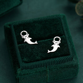 Sterling Silver Kawaii Shark Detachable Huggie Hoop Earrings, 7 of 12