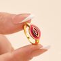 Evil Eye Amethyst And Pink Enamel Ring In Gold Vermeil, thumbnail 1 of 4