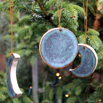 Blue Moon Phase Hanging Ceramic Decorations, 3 of 5