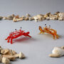Set Of Two Hand Crafted Glass Crab Ornaments, thumbnail 1 of 3