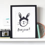 'Bonjour' Rabbit Print, thumbnail 4 of 5