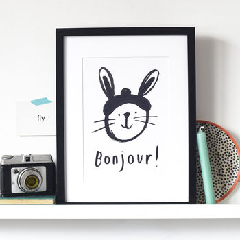 'Bonjour' Rabbit Print, 4 of 5
