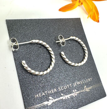 Silver Twist Hoop Earrings, 3 of 7