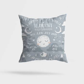 Personalised Hello Moon Keepsake Birth Cushion, 3 of 4
