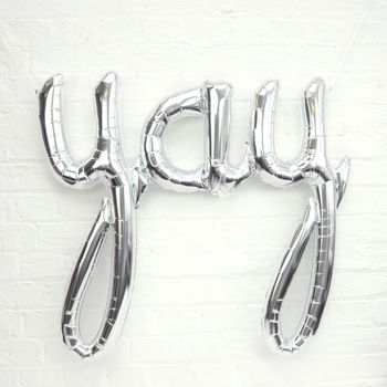 Silver Yay Script Balloon Party Decoration, 2 of 5
