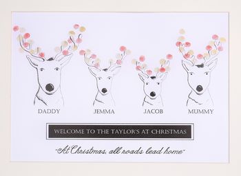 Personalised Christmas Reindeer Family Print, 3 of 4