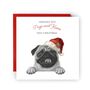 Sending You Pugs And Kisses Pug Christmas Card, thumbnail 1 of 7