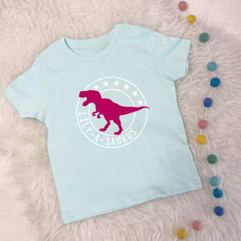 Personalised Dinosaur Kids T Shirt, 9 of 9