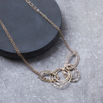 Gold Colour Necklace With Hammered Oval Rings, 2 of 3