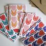 Block Print Tulip Notecards Set Of Eight, thumbnail 1 of 3