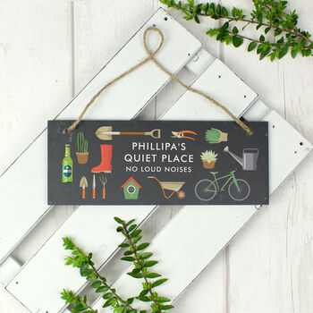 Personalised Gardener's Hanging Slate Plaque Wall Sign, 4 of 6