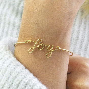 Gold Plated Joy Script Bracelet, 3 of 7