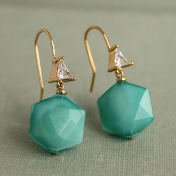 Turquoise Hexagon Jewel Earrings, 2 of 5