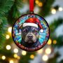 Staffie Black In Santa Hat Suncatcher Decoration, thumbnail 3 of 6
