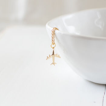 Gold Plated Plane Necklace, 2 of 8