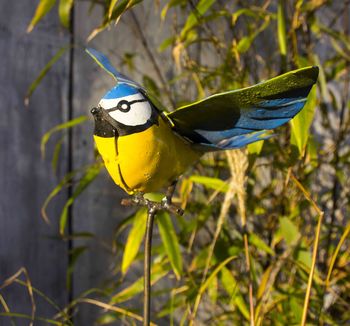 Flying Blue Tit On Rod Handmade Recycled Sculpture, 3 of 4