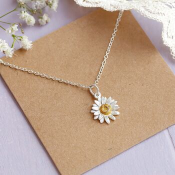 Sterling Silver Daisy Pendant Necklace, 5 of 8