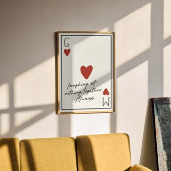 Personalised Playing Card Couples Print | Custom Quote Wall Art, 2 of 5
