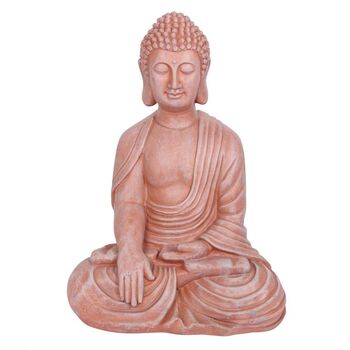 Terracotta Effect 52cm Sitting Garden Buddha, 2 of 3