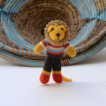 Hand Knitted Lion Soft Toy In Organic Cotton, 3 of 5