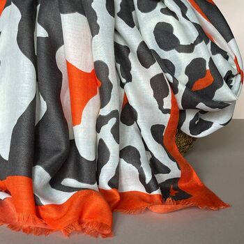 Leopard Print Splodge Scarf In Charcoal, 5 of 5