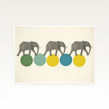 Travelling Elephants Retro Circus Print, 3 of 3