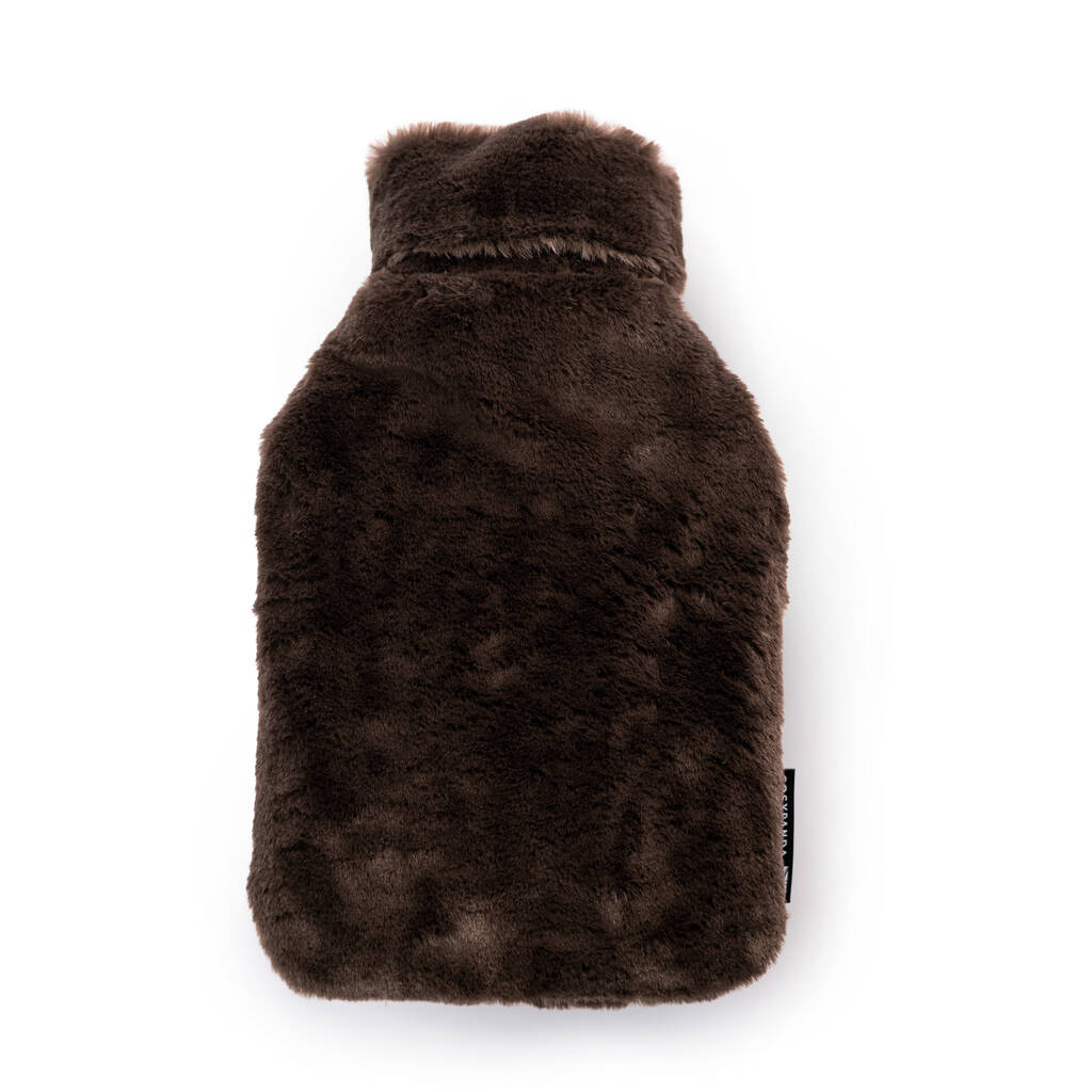 Dark Chocolate Recycled Faux Fur Hot Water Bottle, 1 of 7