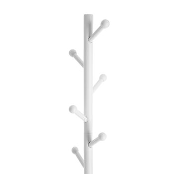 White Wooden Coat Tree Stand With Seven Hooks, 6 of 7
