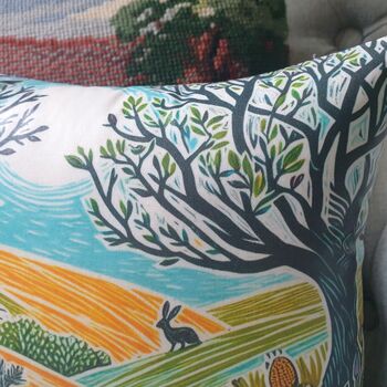 Hare Print Countryside Decorative Cushion For Nature Lovers, 5 of 8