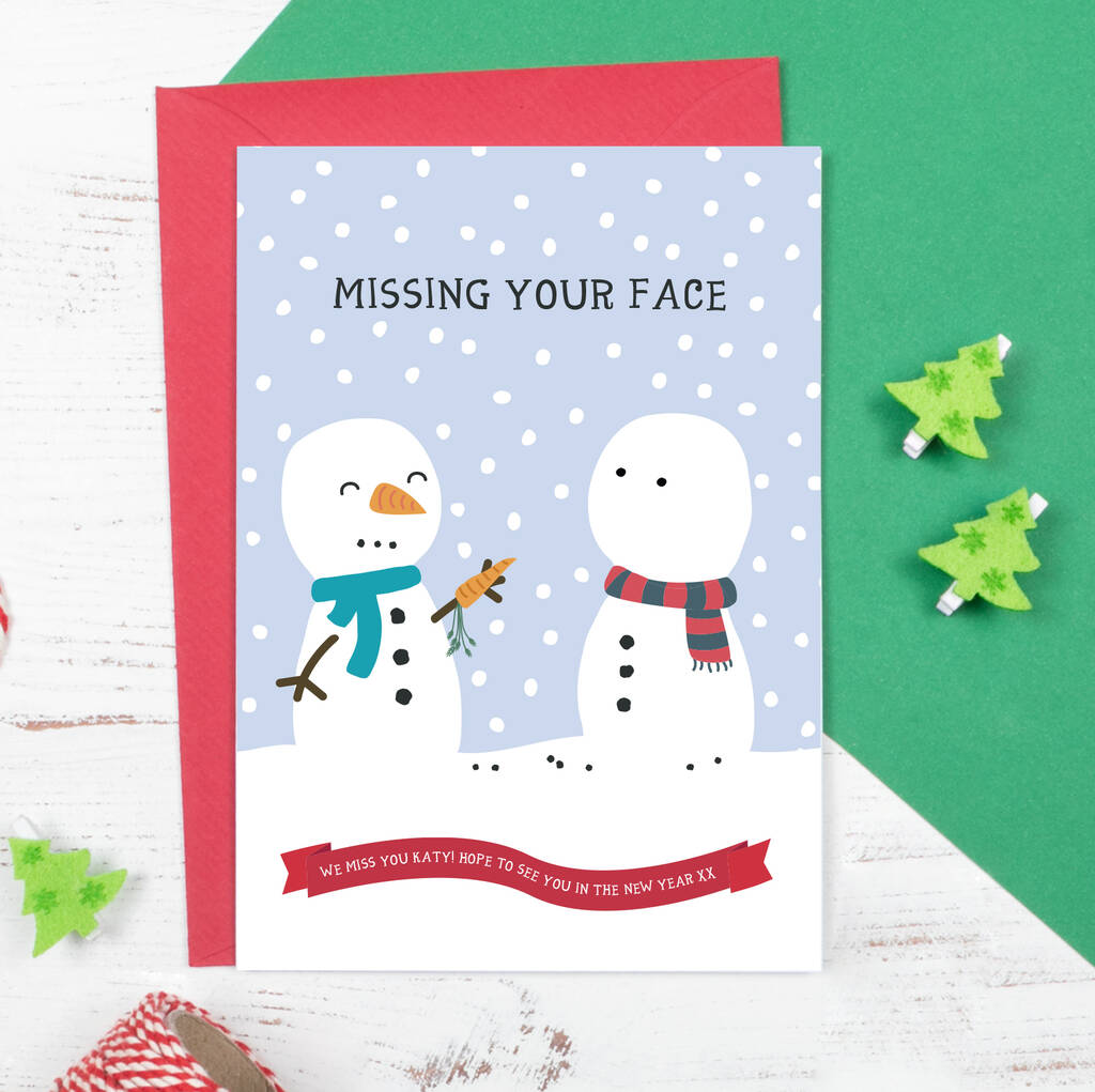 Funny Personalised 'Missing Your Face' Christmas Card By Wink Design |  