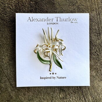 White Spider Lily Flower Brooch, 4 of 6