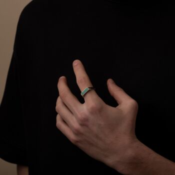 Malachite Stone Silver Signet Ring, 7 of 11