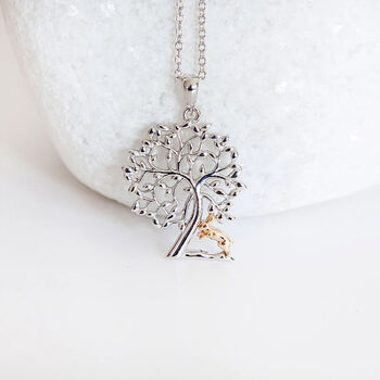 Rabbit Under The Tree Necklace In Sterling Silver, 2 of 7