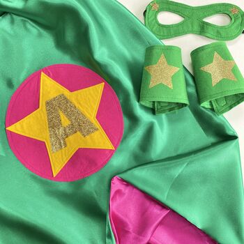 Adult Lined Superhero Cape With Letter, 4 of 11