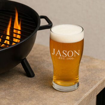 Personalised Birthday Name And Established Pint Glass, 2 of 4