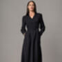 Luciana Black Crepe Classic Midi Shirt Dress, thumbnail 1 of 4