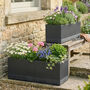 Set Of Two Mela Wide Black Ribbed Planter, thumbnail 1 of 6