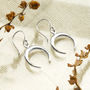 Sterling Silver Crescent Moon Dangly Earrings, thumbnail 1 of 4