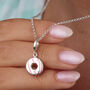 Silver Party Ring Necklace With Pink Enamel, thumbnail 1 of 7