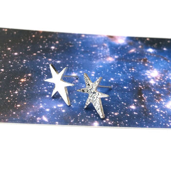 Mismatched Sterling Silver Northern Star Earrings, 5 of 9