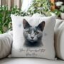 Personalised Russian Blue Cat Love Hearts Cushion Cover, thumbnail 1 of 2