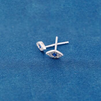 Turkish Evil Eye Stud Earrings – 925 Sterling Silver, 2 of 7