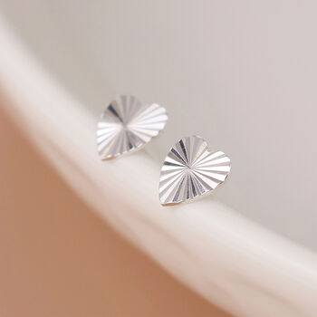 Sterling Silver Sunburst Heart Stud Earrings – 7mm, 4 of 7