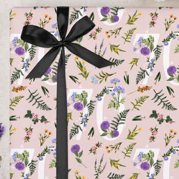 Three Sheets Of Floral 70th Birthday Wrapping Paper, 2 of 2