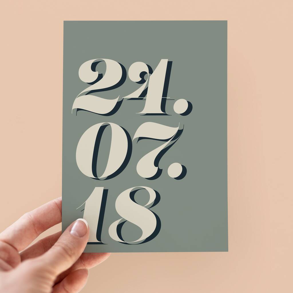 Personalised Retro Date Typography Greetings Card By AballoneStudio