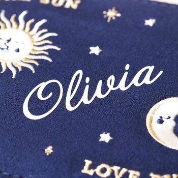 Personalised Celestial Embroidered Oval Jewellery Case, 3 of 6